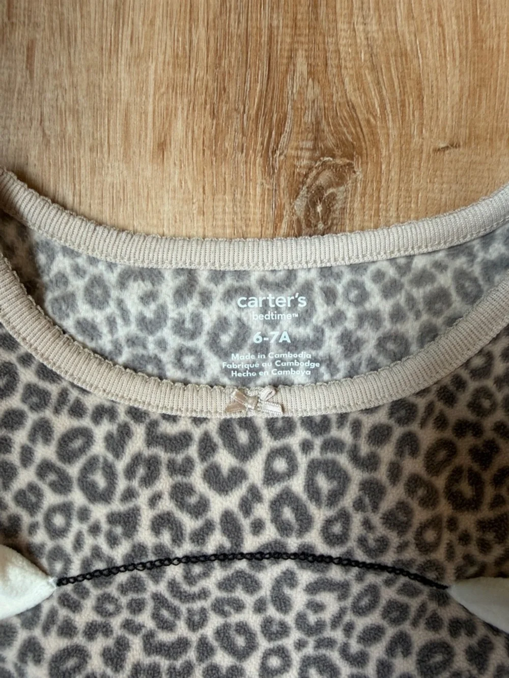 Carter's Girls' Leopard Cat Cozy Nightgown Long Sleeve Pajama Dress size 6-7